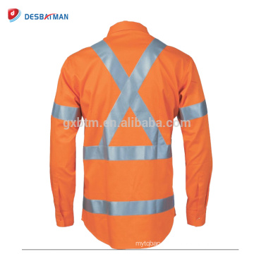 Volles orange langes Hülsen-Sicherheits-Polo-T-Shirt reflektierende Sicherheit Tag / Nacht Gebrauch Roadway Workwear